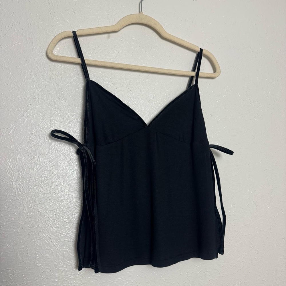 Victoria's Secret Ribbed Cotton and Velvet Tie Camisole
